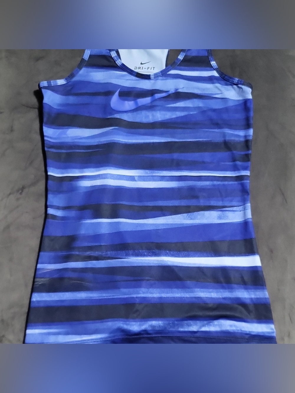 Nike Men's Blue Striped Rash Guard Tank